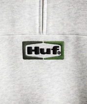 HUF ハフ SLATE QUARTER ZIP FLEECE オーバーサイズロゴ刺繍ハーフジップトレーナー