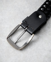 リアルレザー 本革 ラウンドスクエアバックルメッシュベルト 15729