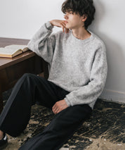 オーバーサイズウール混ミックス糸プルオーバーニットセーター 14548