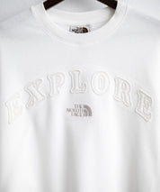 日本未展開モデル THE NORTH FACE ザ・ノースフェイス WHITE LABEL ホワイトレーベル EXPLORE SWEATSHIRTS アップリケ刺繍裏毛長袖スウェット/アーチロゴトレーナー 16595