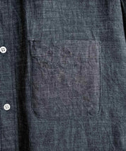 Upscape Audience アップスケープオーディエンス 日本製 国産 「備中備後」6オンスセルヴィッチ 白耳デニム釦ダウンボクシーAライン長袖シャツ AUD6703 15608