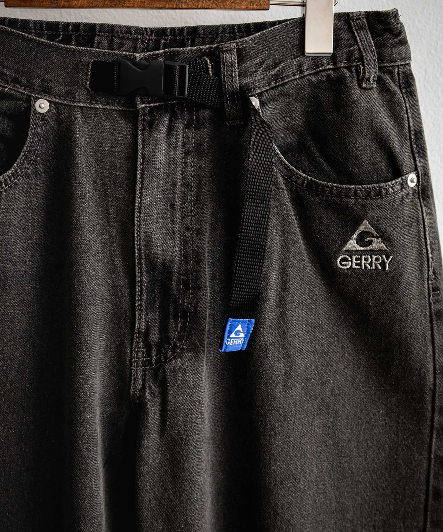 GERRY ジェリー UVカット ルーズシルエットワンポイントロゴ刺繍バレルレッグクライミングデニムパンツ 15113