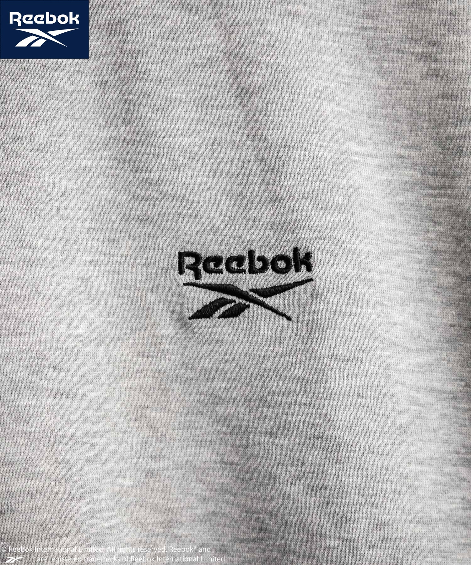 Reebok リーボック オーバーサイズ裏起毛ロゴ刺繍＆ラグラン袖ラインクルートレーナー 14866