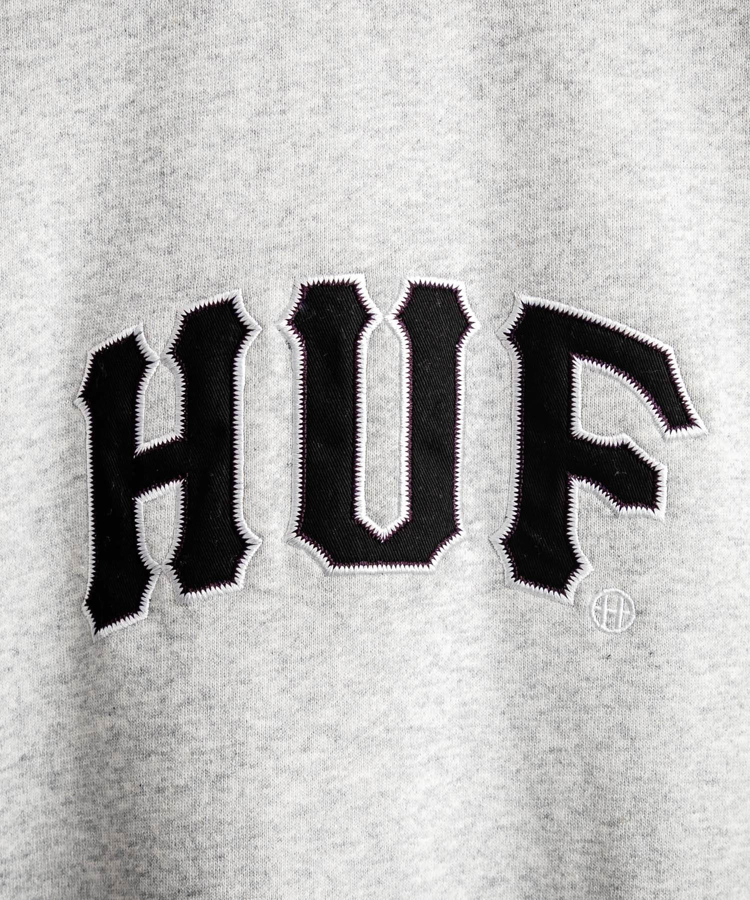 HUF ハフ ARCH APPLIQUE CREWNECK オーバーサイズ裏起毛アーチロゴアップリケ刺繍スウェットトレーナー 15059