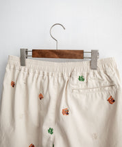 HOUSTON TWILL ALLOVER EMB EASY SHORTS コットンツイル総柄刺繍イージーワイドショートパンツ 16179