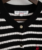 U.S. POLO ASSN. ユーエスポロアッスン W's ワンポイントロゴ刺繍ケーブル半袖カーディガン 無地/ボーダー 15899