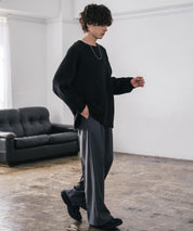 オーバーサイズウール混ミックス糸プルオーバーニットセーター 14548