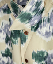 Upscape Audience アップスケープ オーディエンス 日本製 国産 オーバーサイズ 丹後ライトアムンゼン 梨地 カスリライクプリント半袖開襟シャツ AUD6607 14693