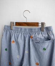 HOUSTON CHAMBRAY ALLOVER EMB EASY SHORTS シャンブレー総柄刺繍イージーショートパンツ 16180