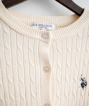 U.S. POLO ASSN. ユーエスポロアッスン W's ワンポイントロゴ刺繍ケーブルニット長袖カーディガン 16456