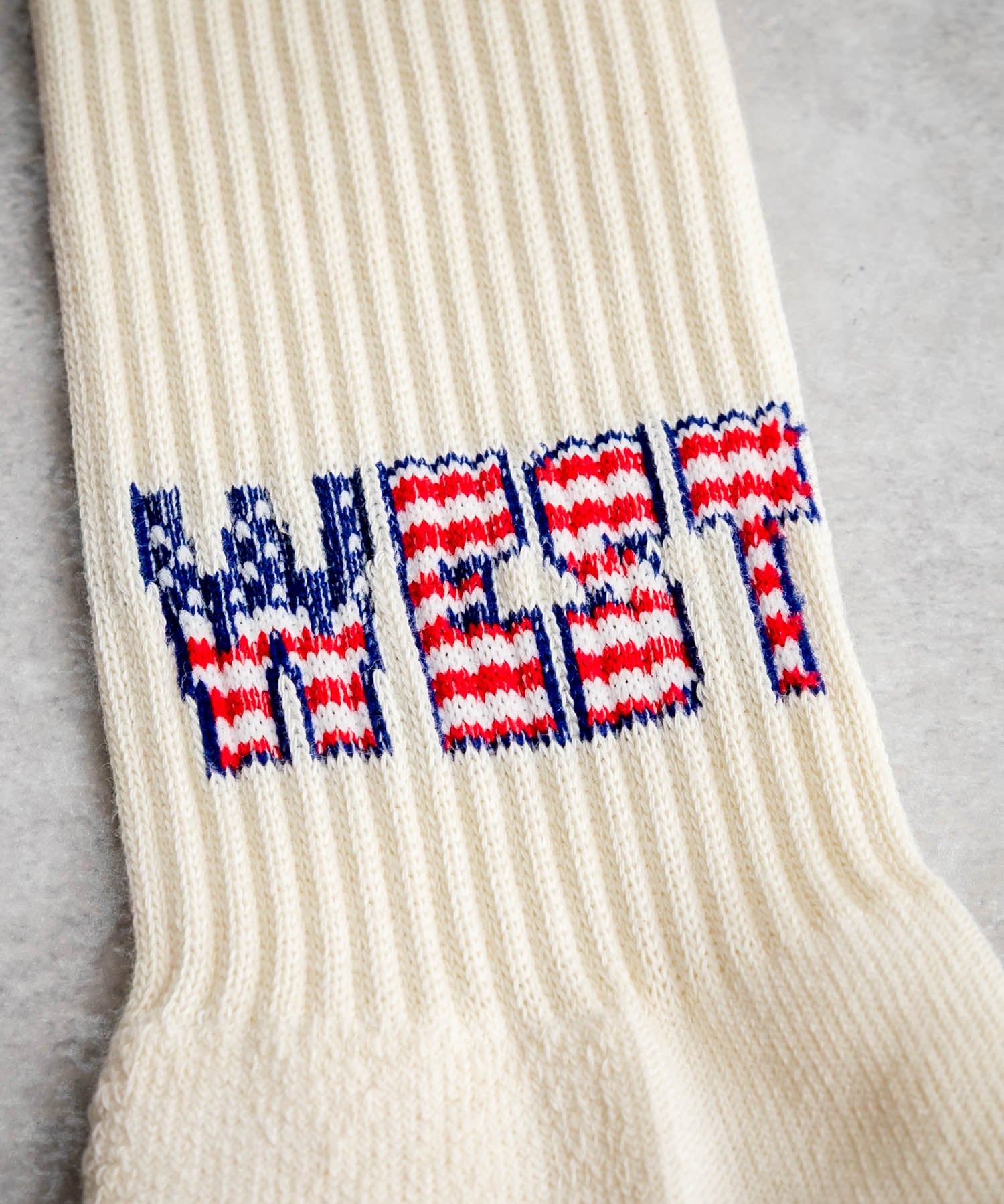 ANONYMOUSISM アノニマスイズム 日本製 国産 ‘OUT WEST’ ワンポイント星条旗ロゴ刺繍 パイルロークルー丈スニーカーソックス 15394