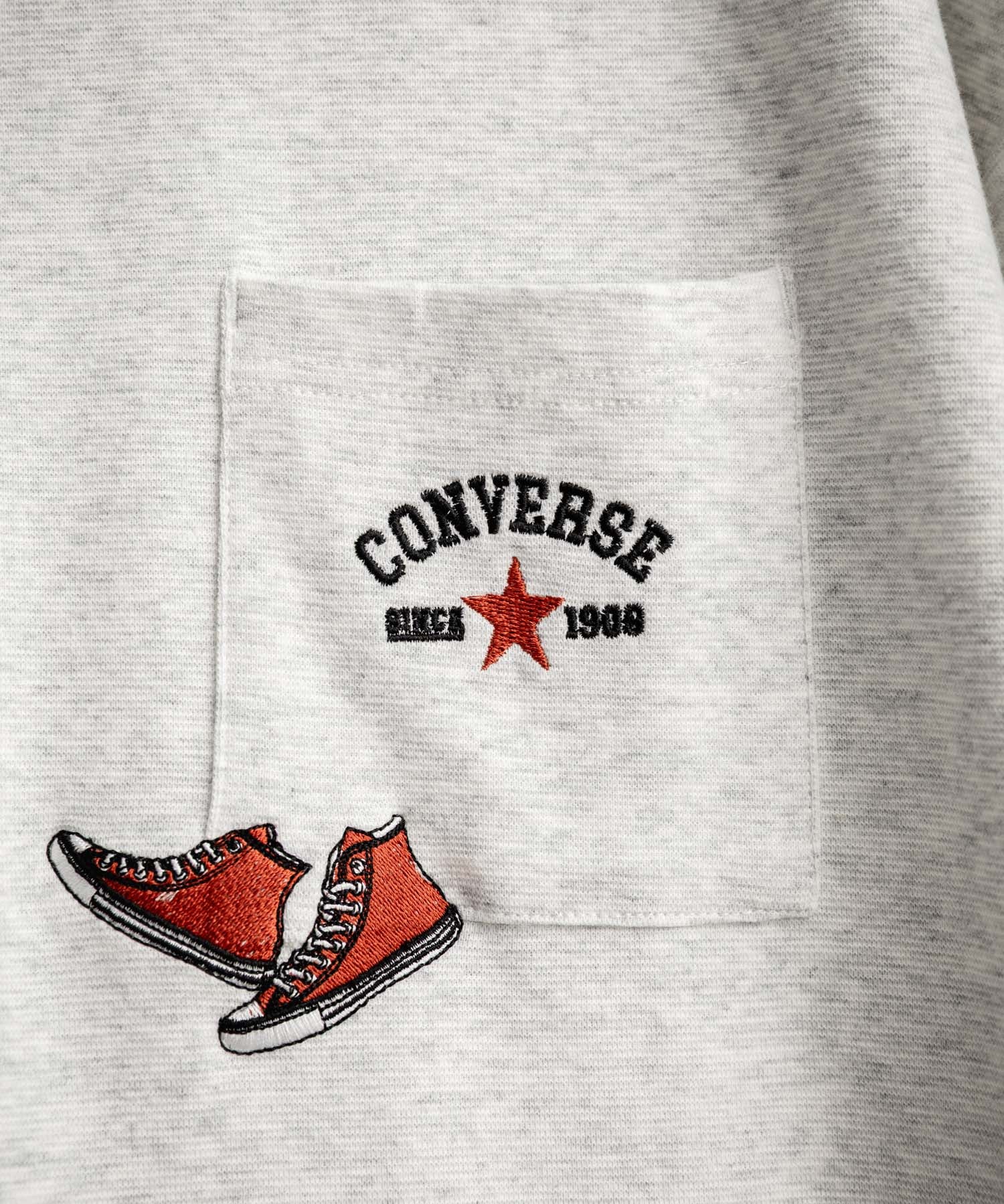 CONVERSE コンバース オーバーサイズフライスシューズエンブレム刺繍胸ポケット付きクルーネック半袖Tシャツ 15725