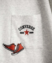 CONVERSE コンバース オーバーサイズフライスシューズエンブレム刺繍胸ポケット付きクルーネック半袖Tシャツ 15725