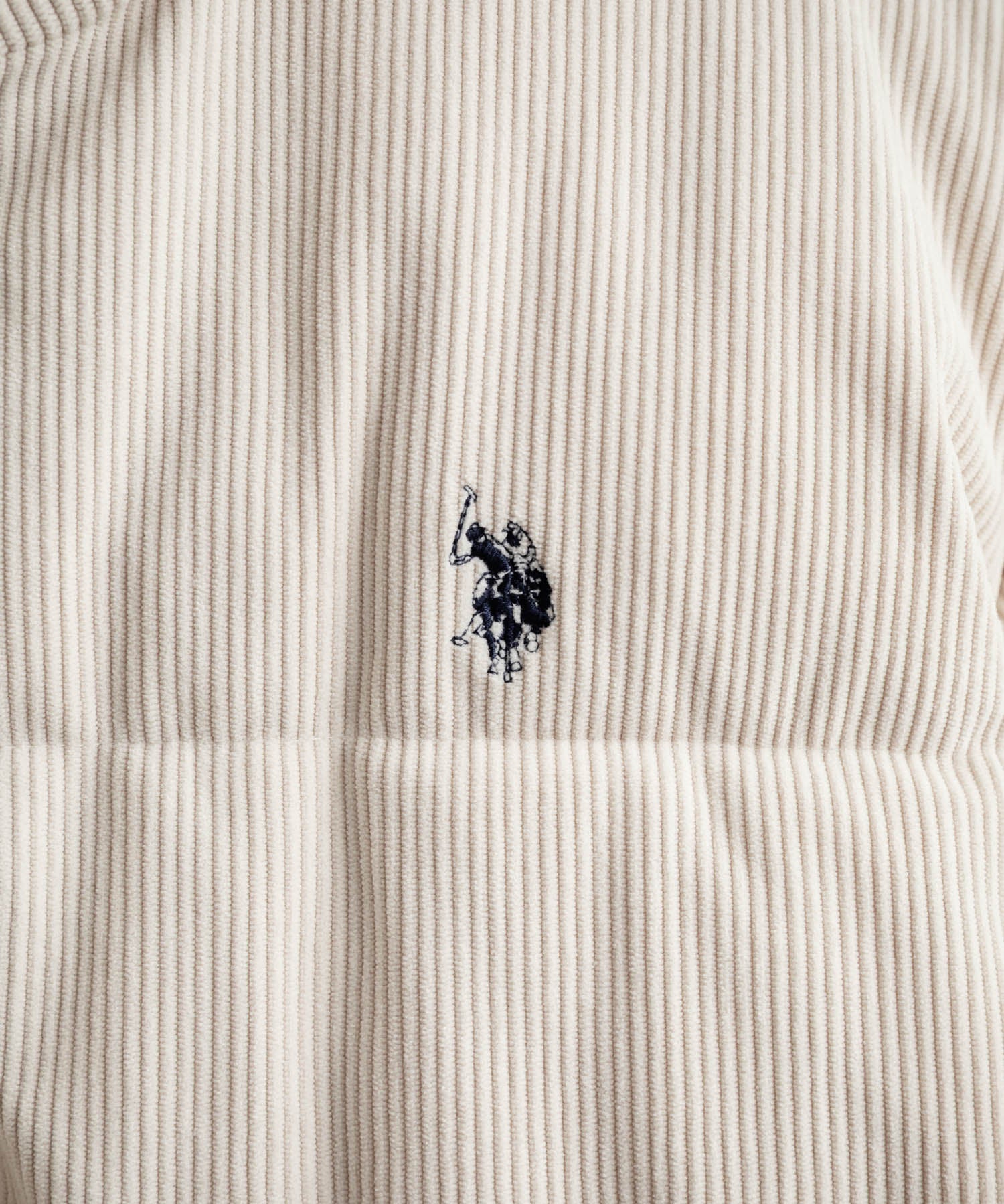 U.S. POLO ASSN. ユーエスポロアッスン オーバーサイズコーデュロイパファージャケット/ショート丈スタンドネックブルゾン/ロゴ刺繍中綿ジャケット 16593
