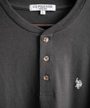 U.S. POLO ASSN. ユーエスポロアッスン 別注コラボワンポイントロゴ刺繍天竺ヘンリーネック半袖Tシャツ 15427