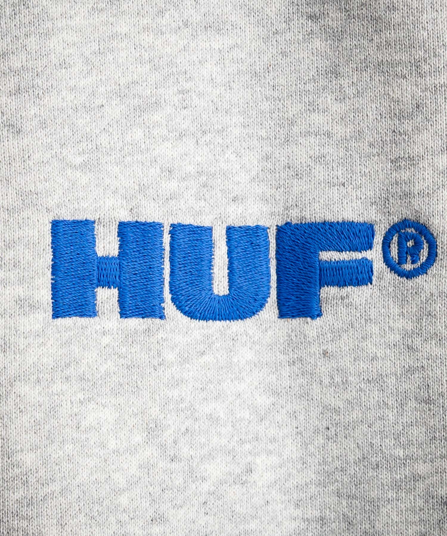 HUF ハフ ALL CAPS F/Z HOODIE オーバーサイズ裏起毛ワンポイントロゴ刺繍フルジップパーカー 15058