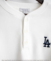 MLB メジャーリーグベースボール NYY LAD SD 別注 オーバーサイズ裏起毛ヘンリーネックスウェット/ワンポイントロゴ刺繍ハーフボタントレーナー 16320