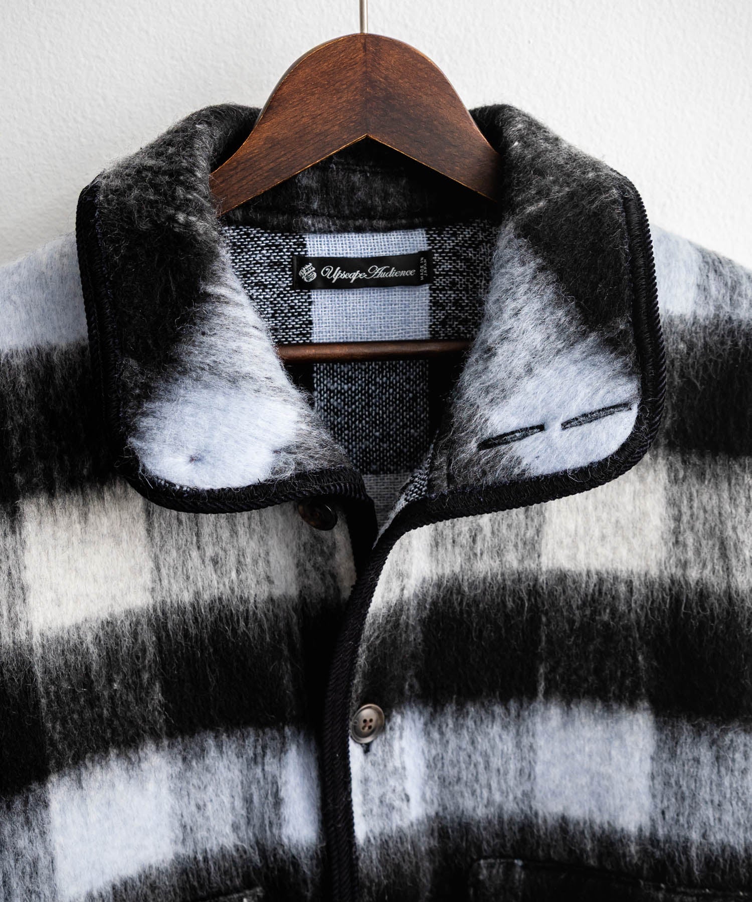 Upscape Audience アップスケープオーディエンス 日本製 国産 ECOLANAシャギーチェックスタンドオーバージャケット AUD7340 14898