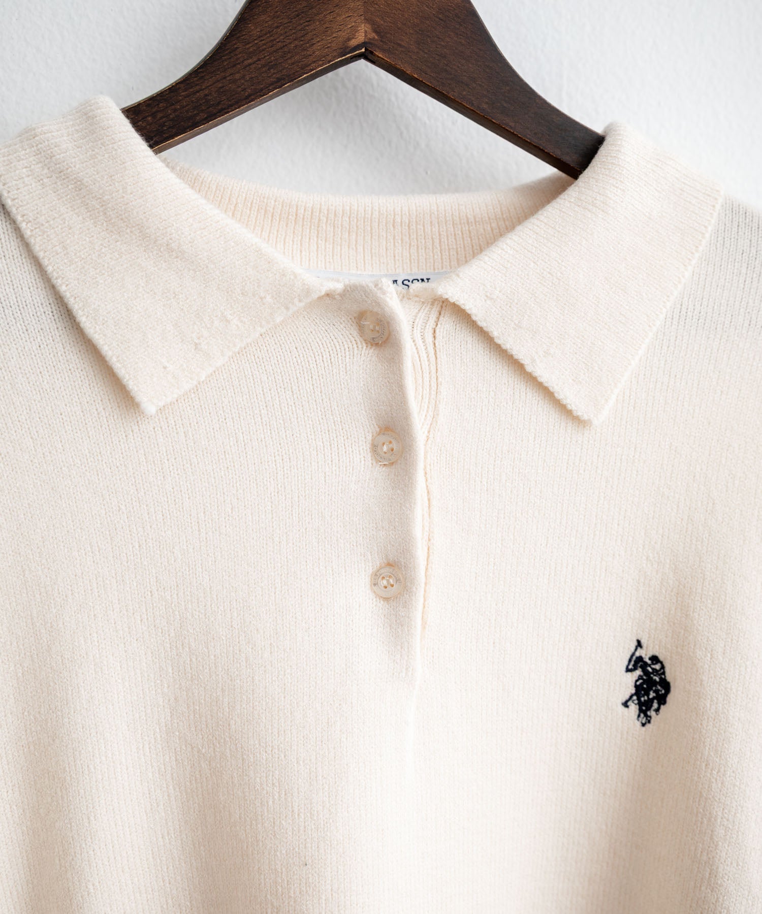 U.S.POLO ASSN. ユーエスポロアッスン ワンポイントロゴ刺繍無地ボーダー長袖JQポロニット 16492