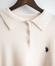U.S.POLO ASSN. ユーエスポロアッスン ワンポイントロゴ刺繍無地ボーダー長袖JQポロニット 16492