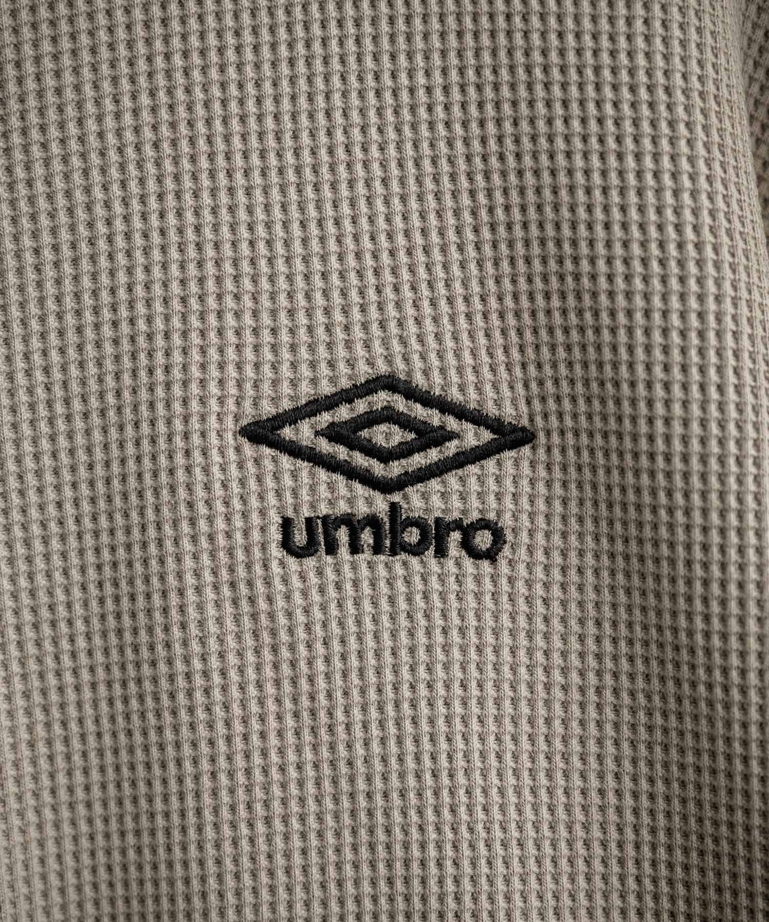 UMBRO アンブロ 別注コラボ オーバーサイズワンポイントロゴ刺繍ワッフルヘンリーネック半袖Tシャツ 15349