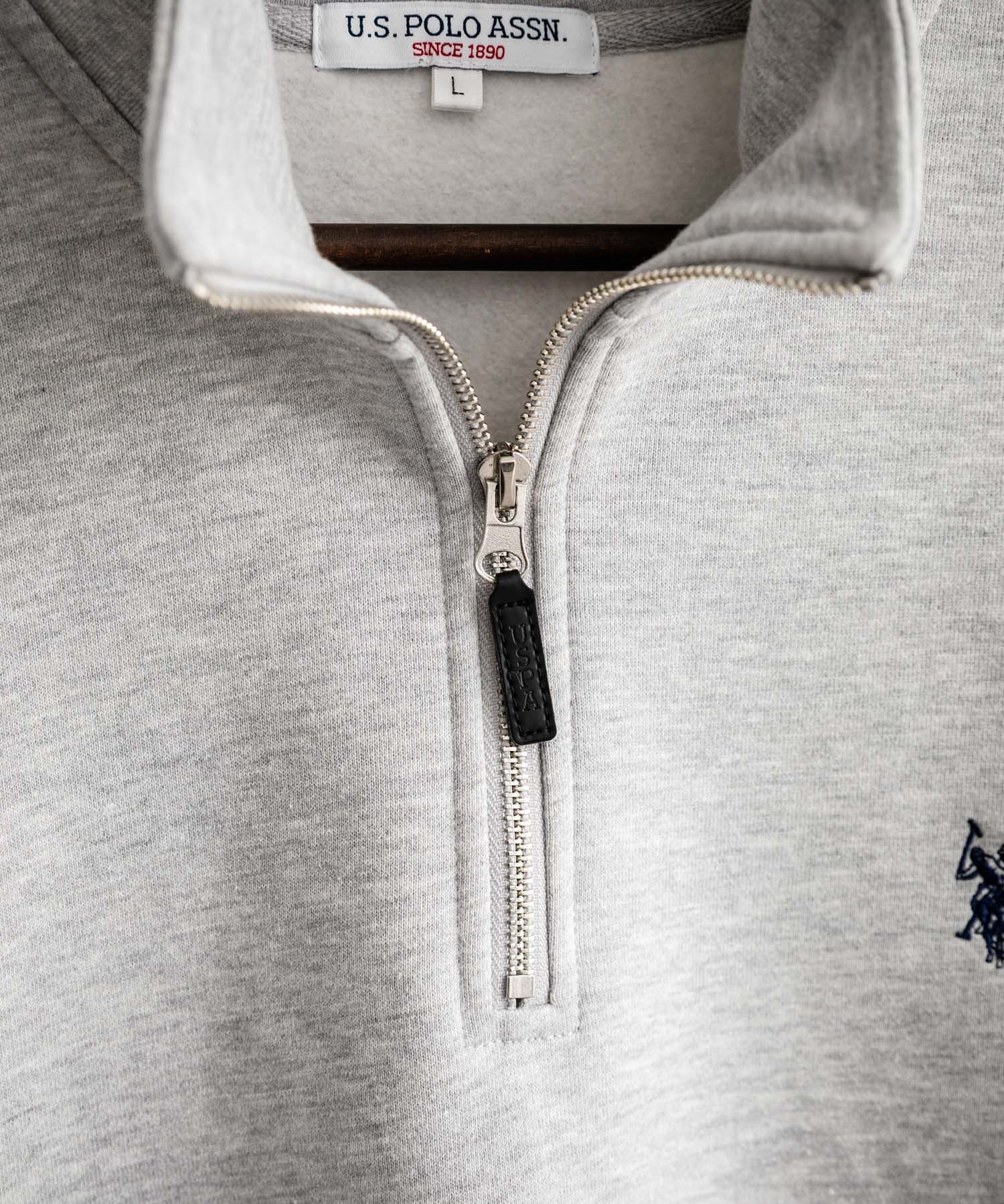 U.S. POLO ASSN. ユーエスポロアッスン オーバーサイズ裏起毛ワンポイントロゴ刺繍長袖ハーフジップスウェット 16108