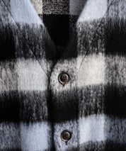 Upscape Audience アップスケープオーディエンス 日本製 国産 ECOLANA オーバーサイズシャギーチェックノーカラージャケット AUD7339 14897