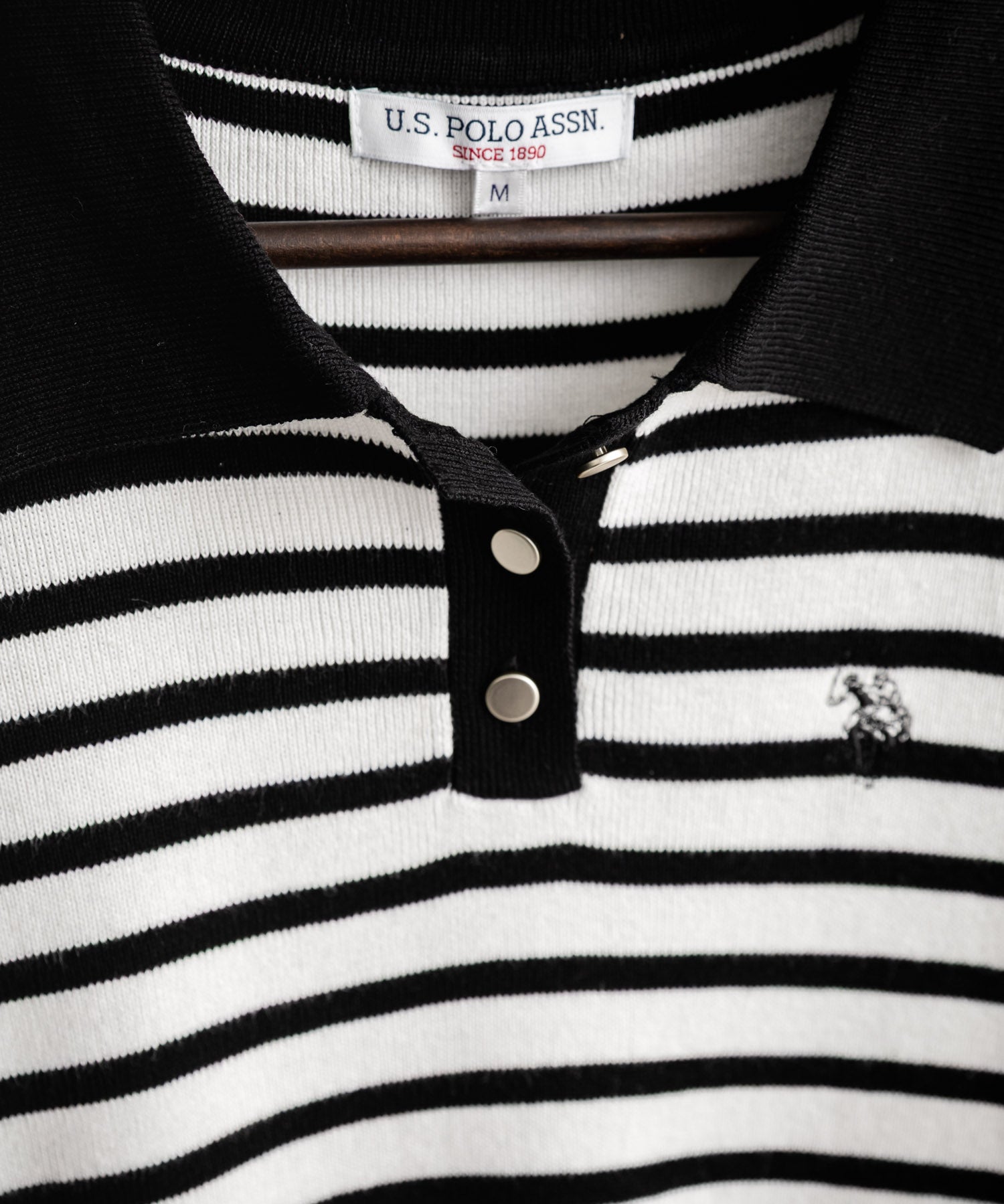 U.S. POLO ASSN. ユーエスポロアッスン W's ワンポイントロゴ刺繍バイカラー半袖ニットポロシャツ 無地/ボーダー 15636