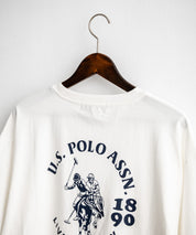 U.S.POLO ASSN. ユーエスポロアッスン バックプリント/無地/ボーダー オーバーサイズクルーショートスリーブTシャツ