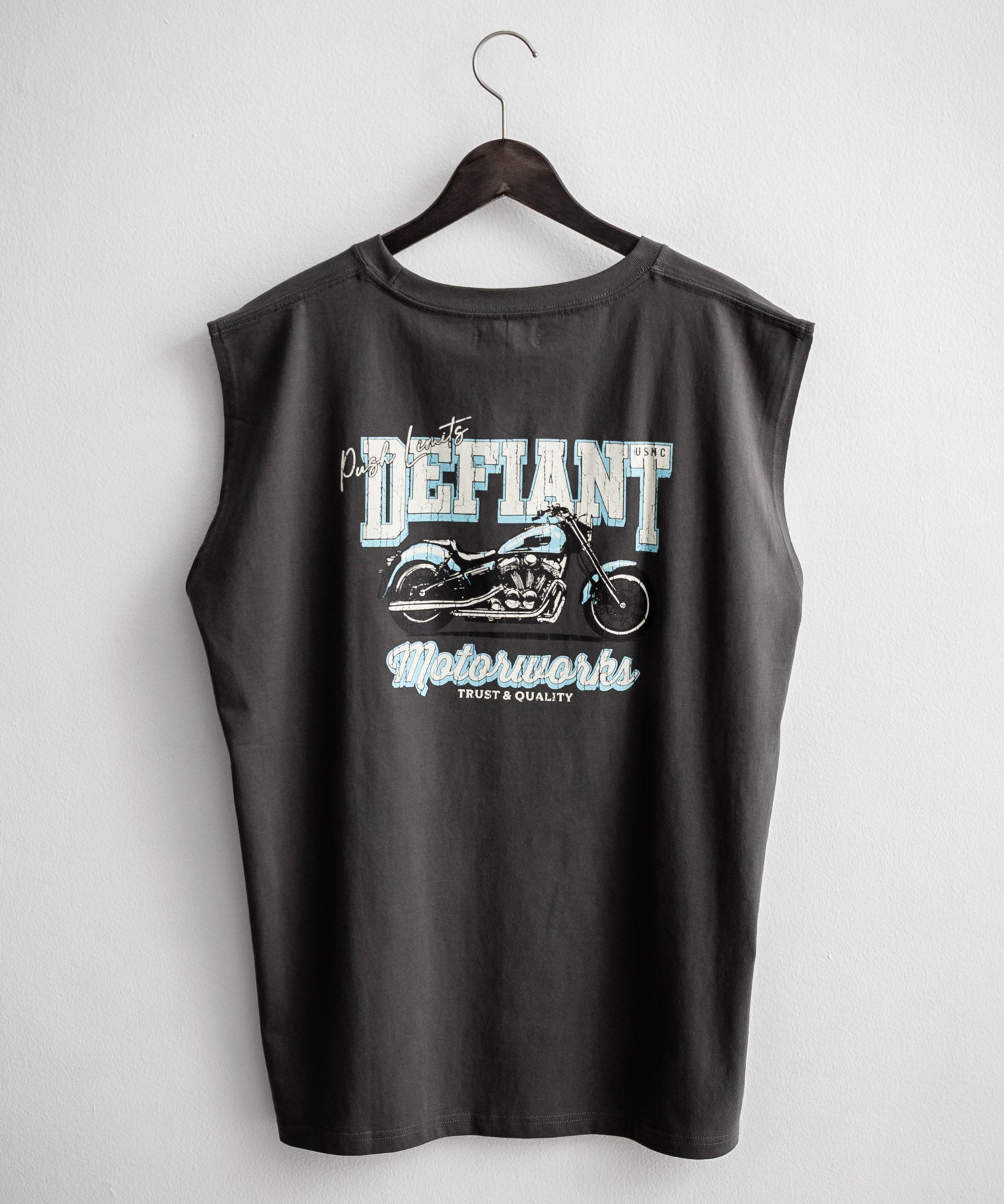 オーバーサイズ ピグメントライクグラフィックプリントノースリーブTシャツ