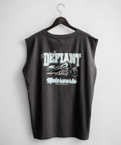 オーバーサイズ ピグメントライクグラフィックプリントノースリーブTシャツ