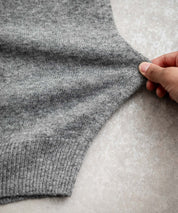 オーバーサイズ5Gウール混天竺ショート丈クルーネックニットセーター 15192