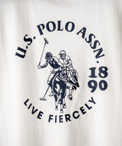 U.S.POLO ASSN. ユーエスポロアッスン バックプリント/無地/ボーダー オーバーサイズクルーショートスリーブTシャツ