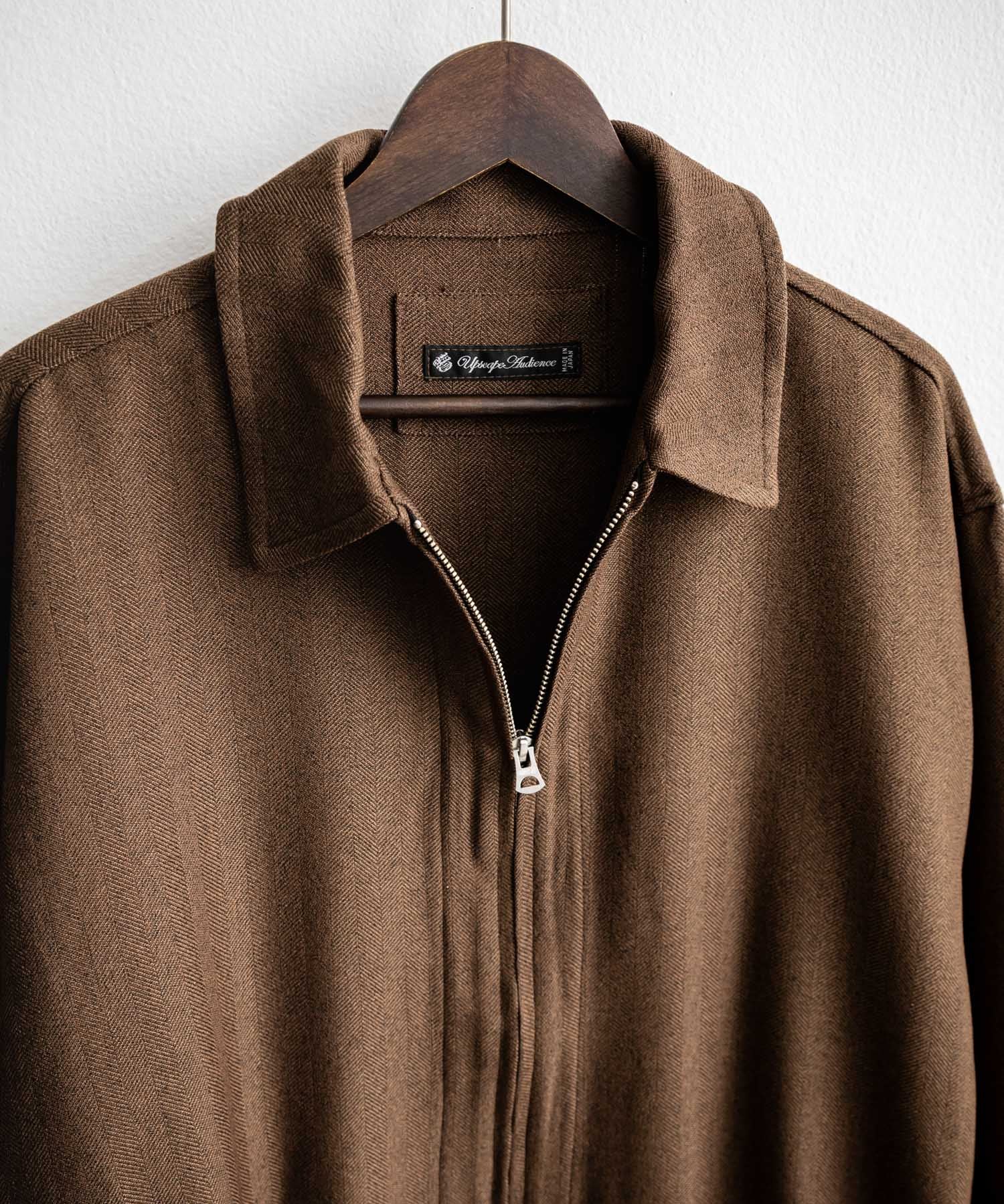 Upscape Audience アップスケープオーディエンス 日本製 国産 LANATEC ラナテック TECH メランジヘリンボンツイード 襟付きショートブルゾン AUD7364 14968