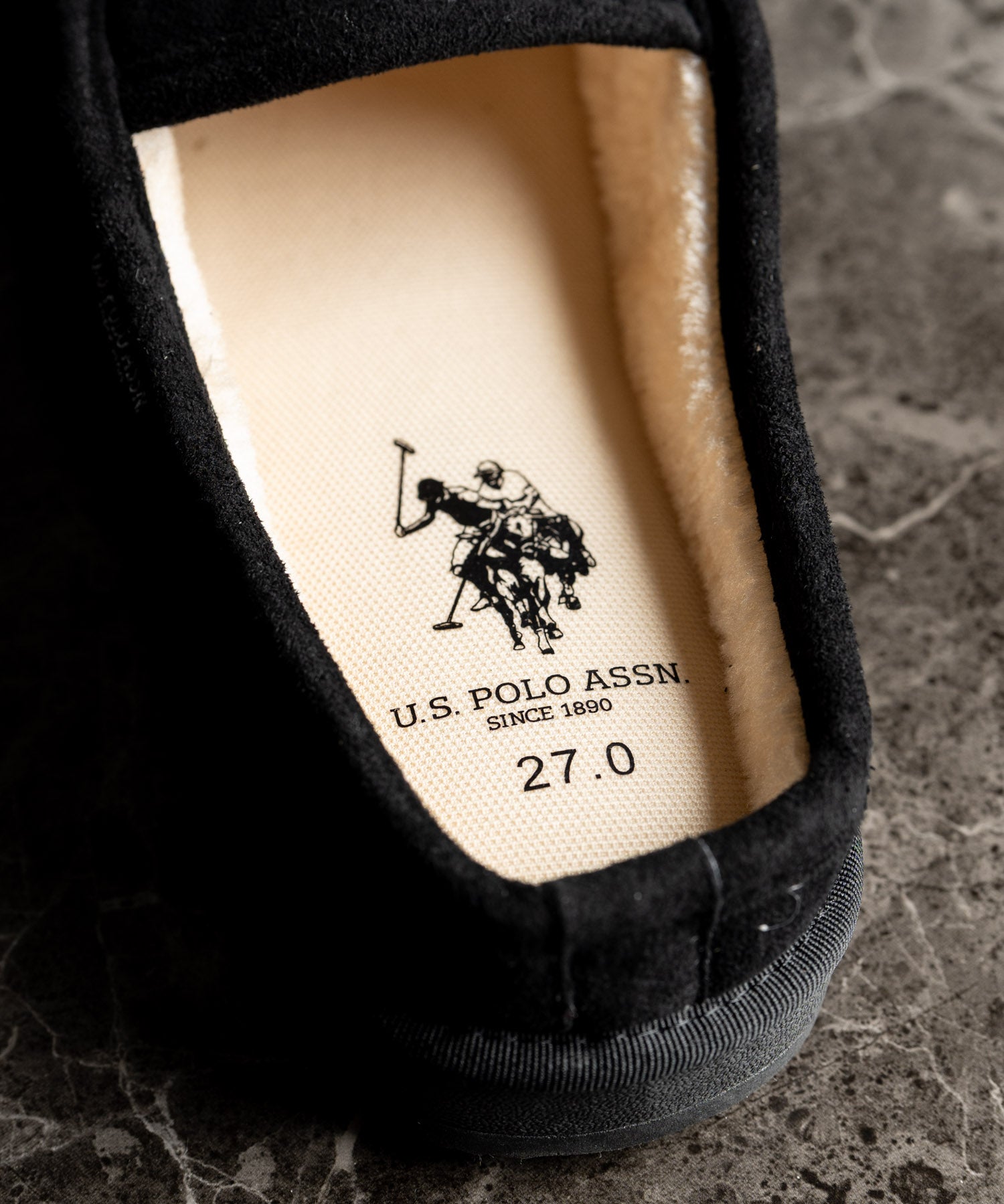 U.S.POLO ASSN. ユーエスポロアッスン ボアライニングスライド スリッポン/ワンポイントロゴモカシンシューズ 14933