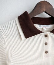 U.S.POLO ASSN. ユーエスポロアッスン バイカラー2重衿ワンポイントロゴ刺繍フレアスリーブニットポロシャツ 16459