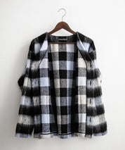 Upscape Audience アップスケープオーディエンス 日本製 国産 ECOLANA オーバーサイズシャギーチェックノーカラージャケット AUD7339 14897