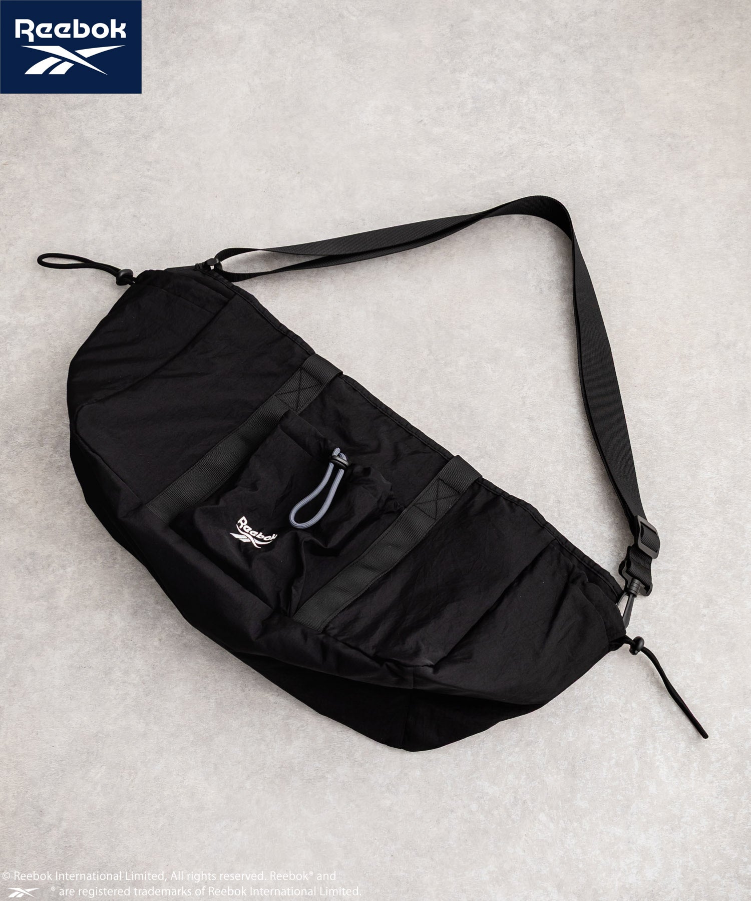 Reebok ドローストリングロゴ刺繍2WAYショルダートートナイロンバッグ 14842