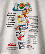 Kellogg's 別注コラボ オーバーサイズヴィンテージライクグラフィックプリント裏起毛スウェットトレーナー 15117