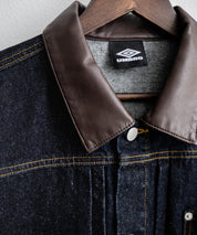 UMBRO アンブロ 別注コラボ オーバーサイズ1stタイプデニムジャケット/ワンポイントロゴ刺繍トラッカージャケット 16367