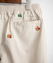HOUSTON TWILL ALLOVER EMB EASY SHORTS コットンツイル総柄刺繍イージーワイドショートパンツ 16179