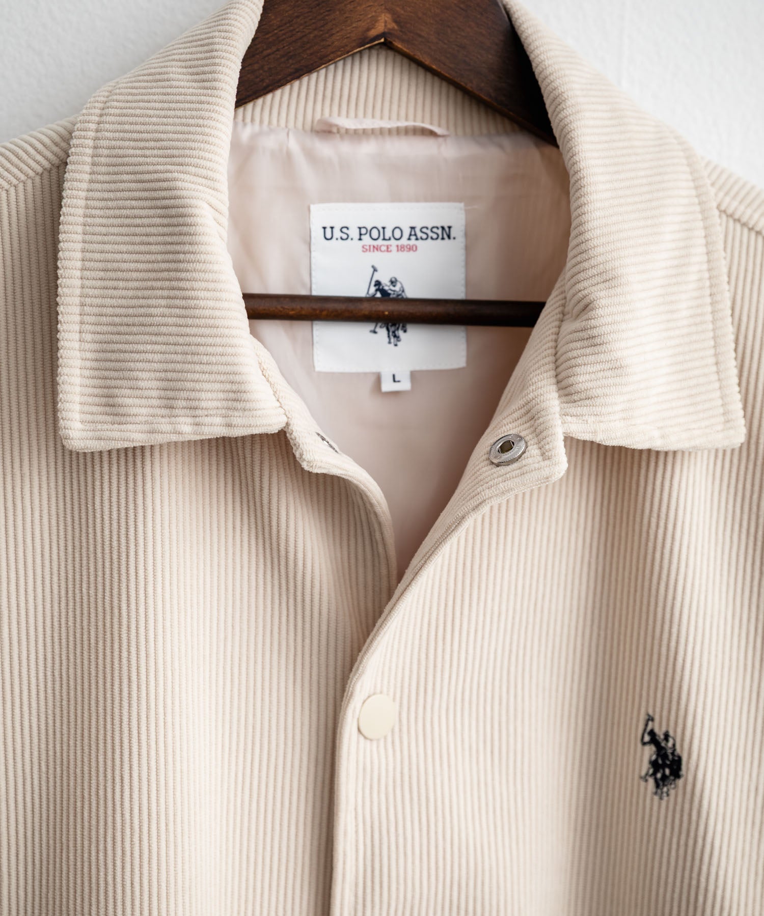 U.S. POLO ASSN. ユーエスポロアッスン オーバーサイズコーデュロイコーチジャケット/ワンポイントロゴ刺繍襟付きブルゾン 16570