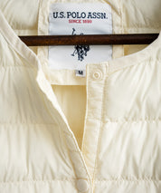 U.S. POLO ASSN. ユーエスポロアッスン W's ワンポイントロゴ刺繍中綿ノーカラーキルトジャケット 16571