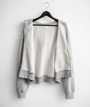 オーバーサイズ 裏毛ショート丈長袖ダブルジップパーカー 15435　【セットアップ可能】