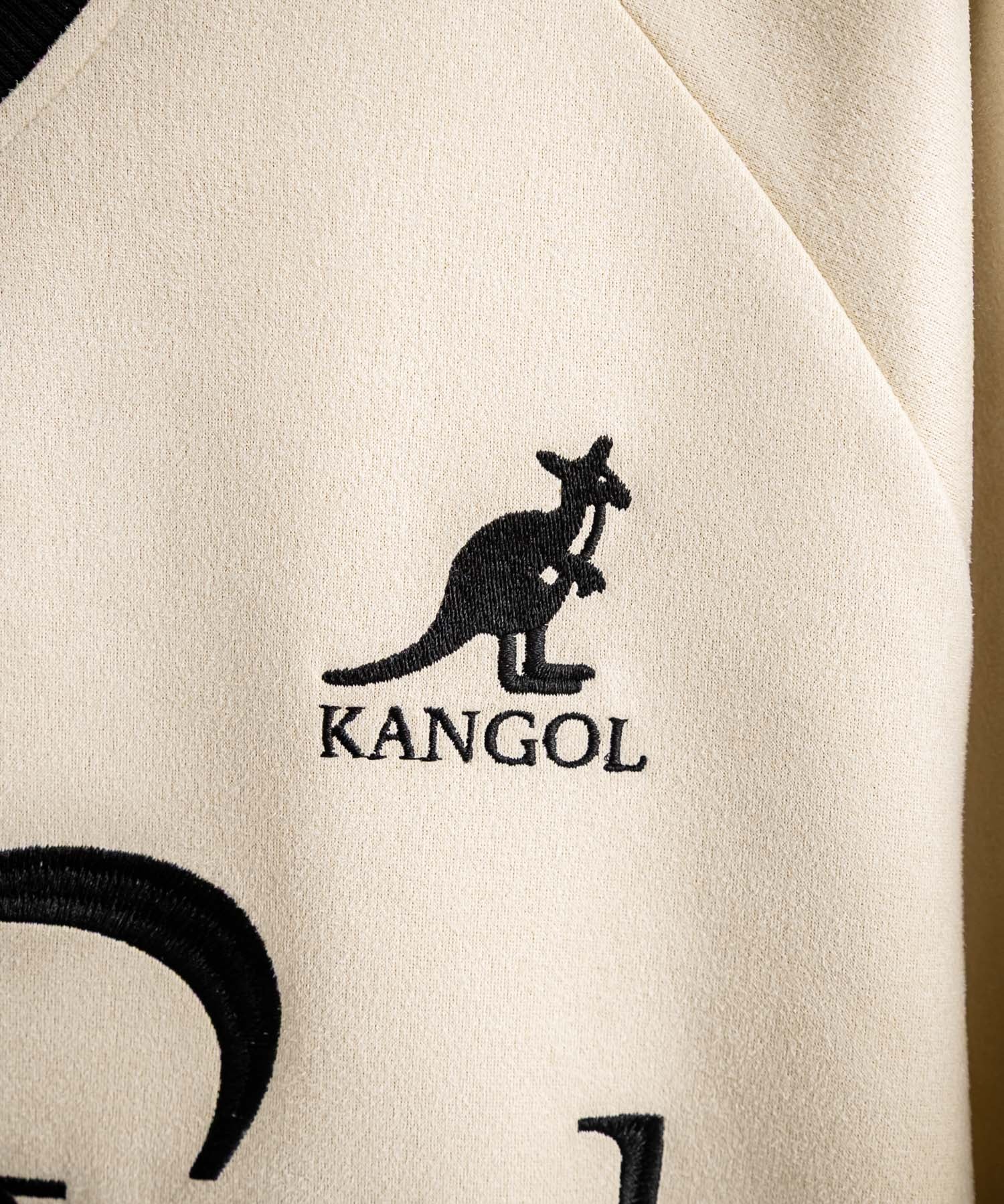 KANGOL カンゴール 別注コラボ オーバーサイズカットスエードワンポイントロゴ刺繍袖ライン半袖ゲームシャツ