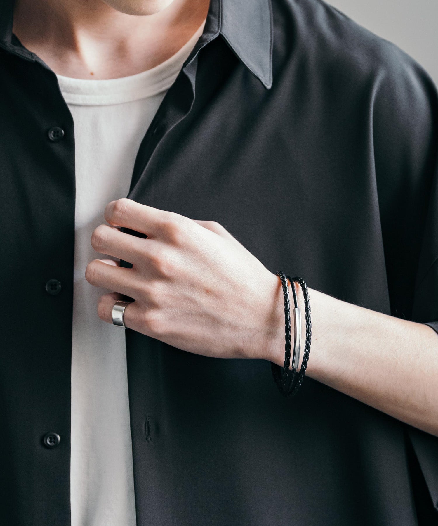 プレート リング チャーム 本革ブレスレット 9569