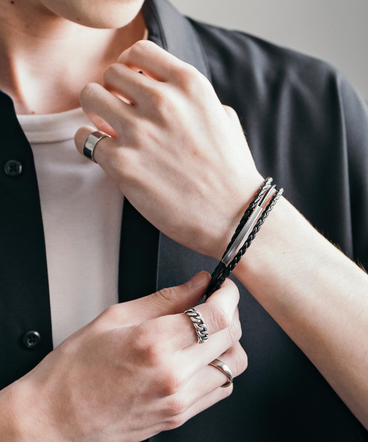 プレート リング チャーム 本革ブレスレット 9569