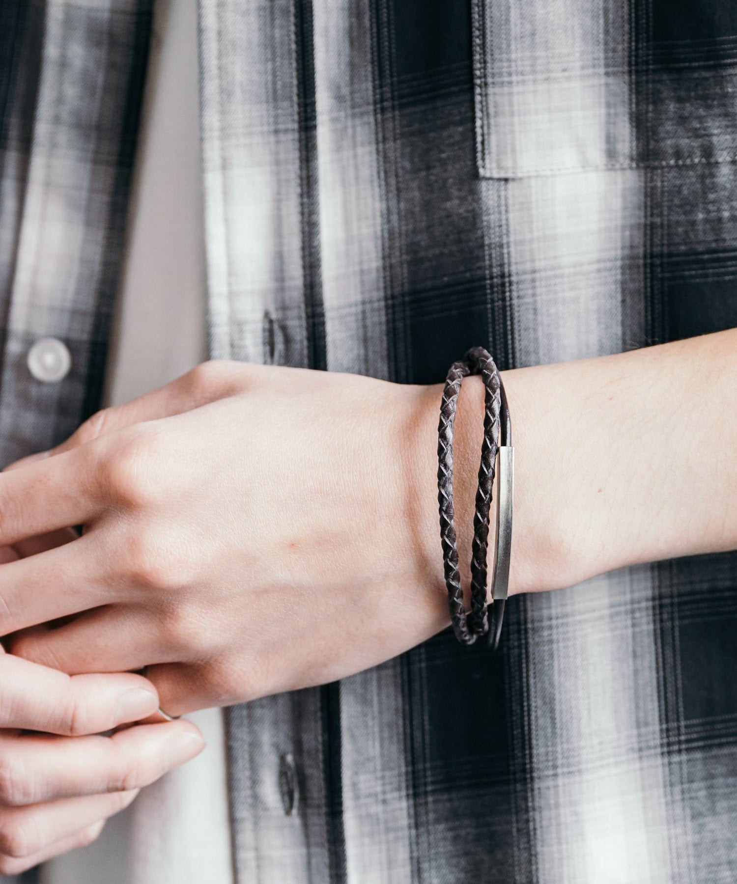 プレート リング チャーム 本革ブレスレット 9569