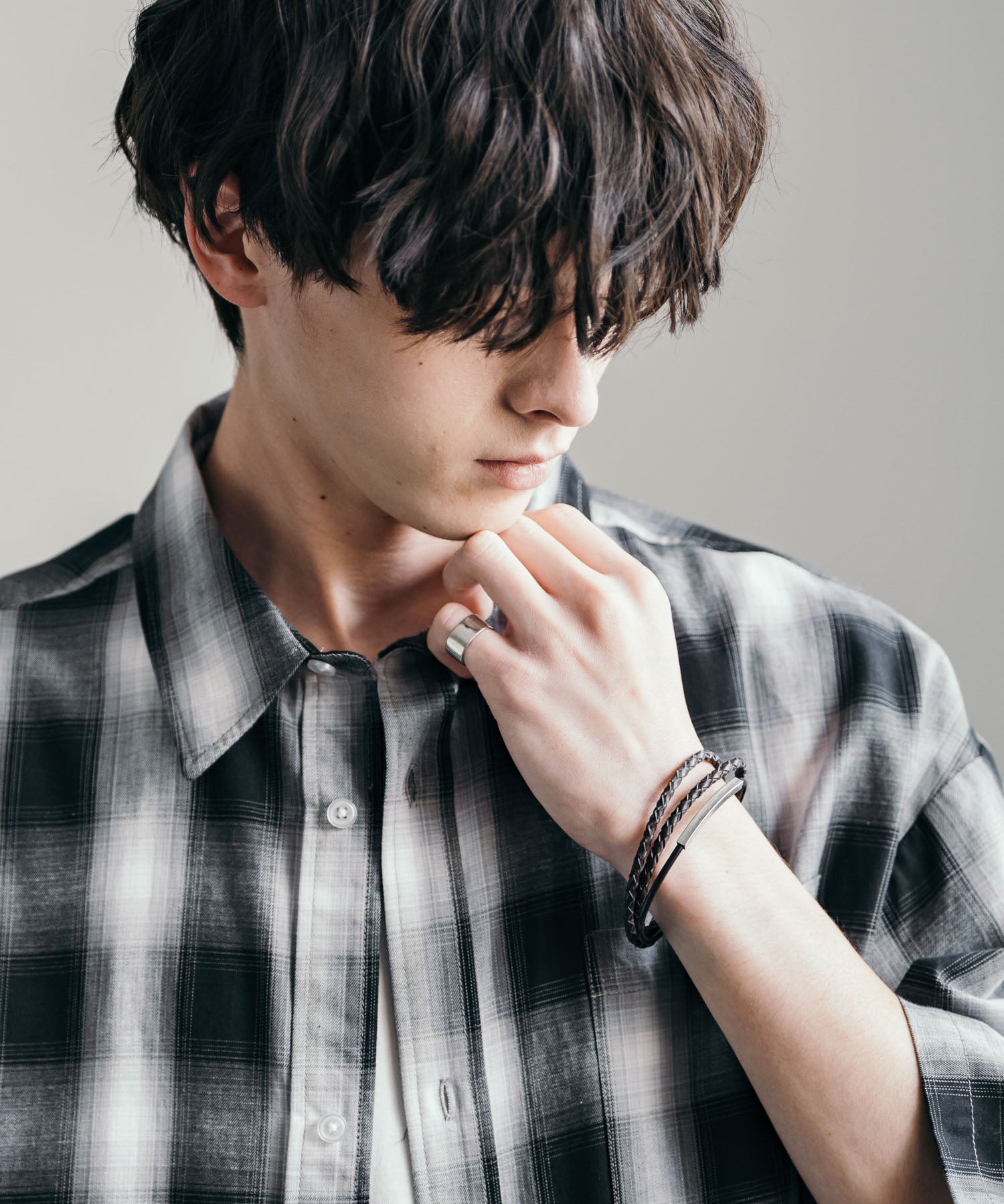 プレート リング チャーム 本革ブレスレット 9569