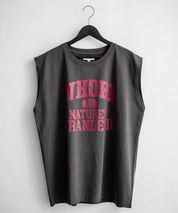オーバーサイズ ピグメントライクグラフィックプリントノースリーブTシャツ